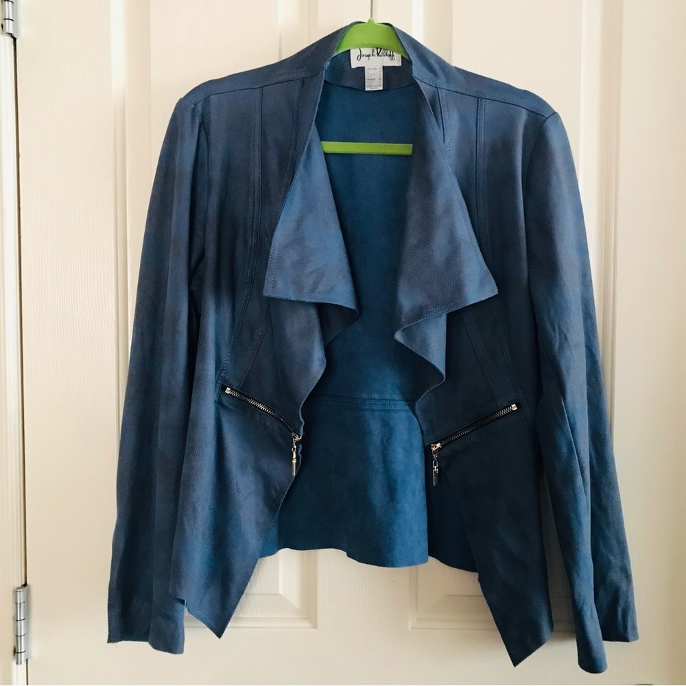 Joseph Ribkoff Faux Suede Jacket Blue Size 14